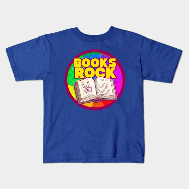 BOOKS ROCK Kids T-Shirt by ArtistJerryBennett